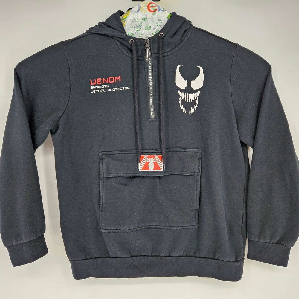 Marvel Venom Symbiote Hoodie Mens Large Black Pullover Long Sleeve Rare